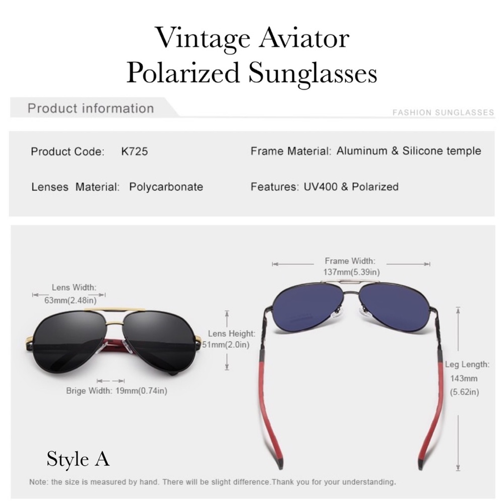 KINGSEVEN Vintage Red Mirrored Polarized Aviator Sunglasses - Picture 16 of 16